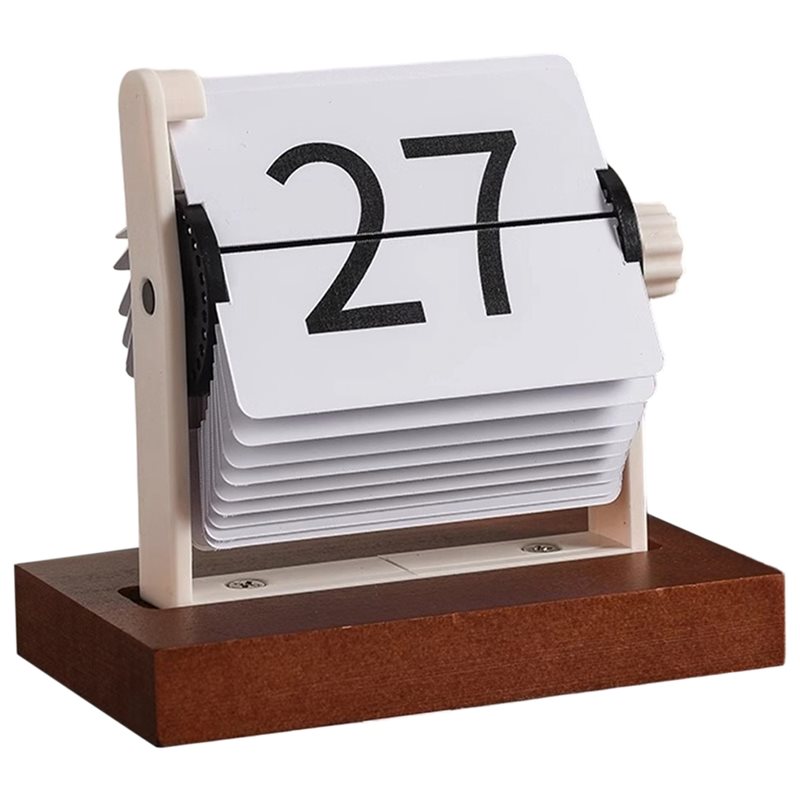 Tech For Office - ABUN-Vintage Flip Desktop Kalender-Houten eeuwigdurende kalender