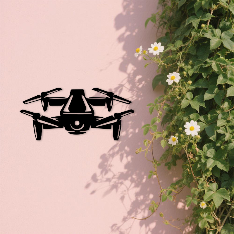 Tech Office Wall Art - 2D Platte Drone IJzeren Wanddecoratie Zwart