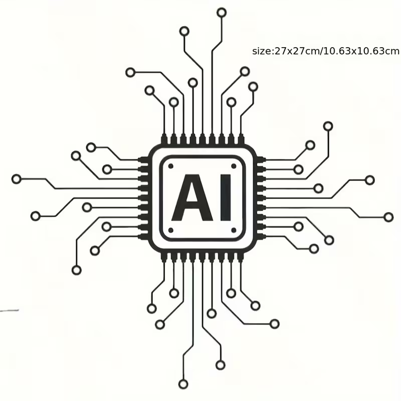 Office And Tech - AI-technologie printplaat vinyl muursticker - cartoon-stijl