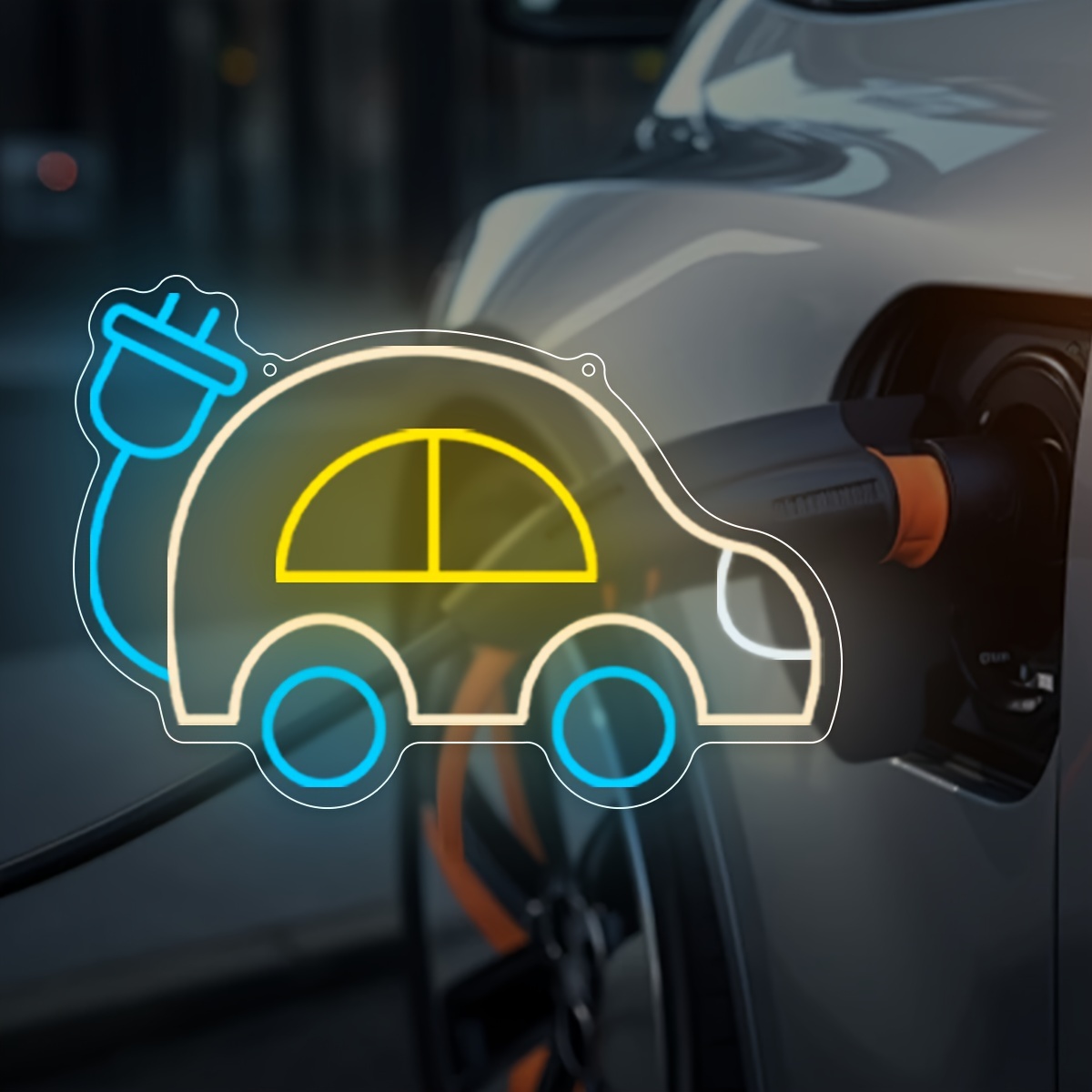 Tech Office Wall Art - Elektrische auto oplaadstation EV thema LED