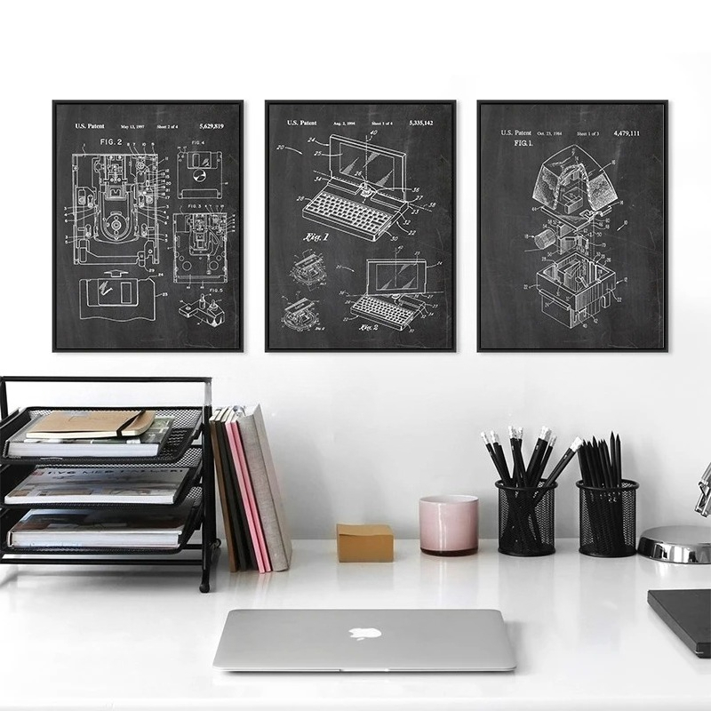 6-delige vintage computerpaten - Tech Office Wall Art recensie en prijs