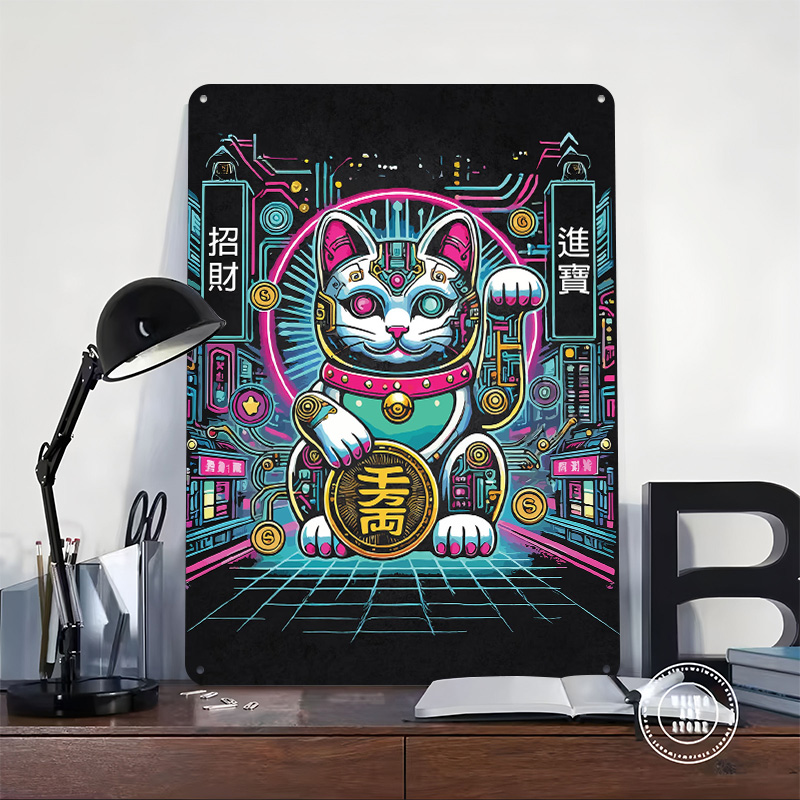 Cyberpunk Maneki Neko - Tech F - Tech Office Wall Art recensie en prijs