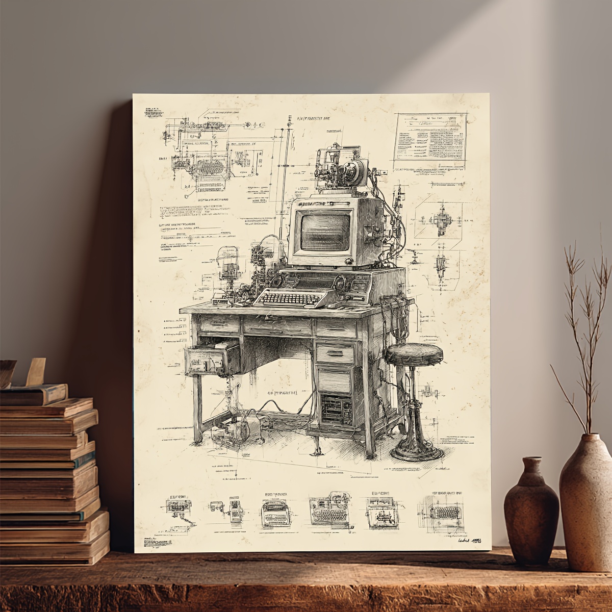 CIFBUY Vintage Computer Uitvin - Tech Office Wall Art recensie en prijs